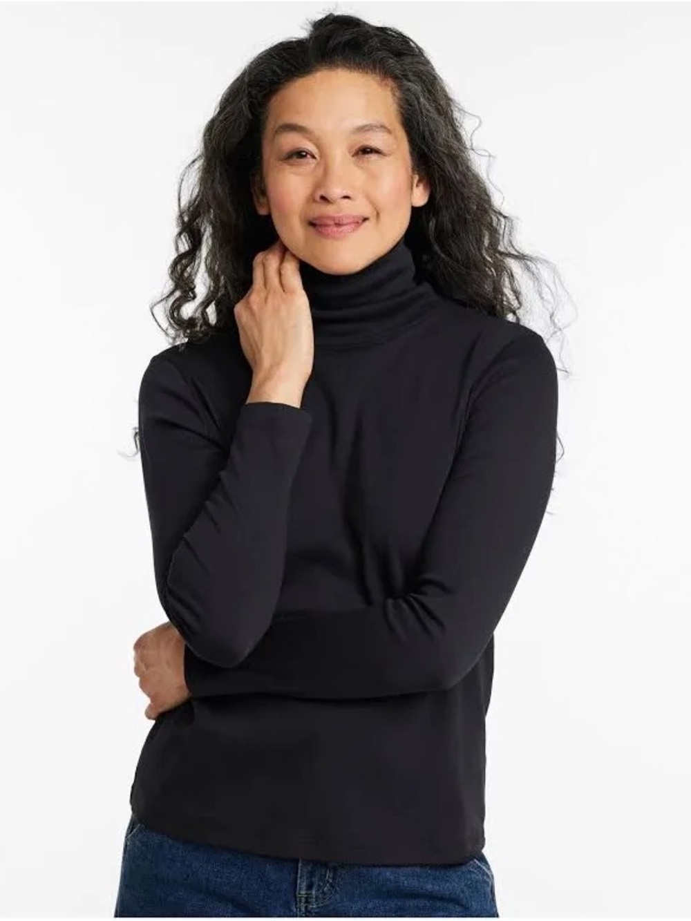L.L. Bean Classic Black Turtle Neck Long Sleeve Top 100% Supima Cotton S Reg